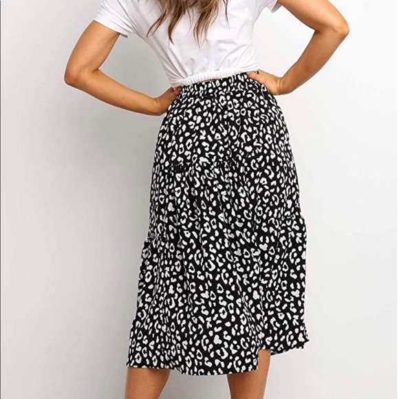 Boho leopard print Aline midi skirt - Picture 3 of 6